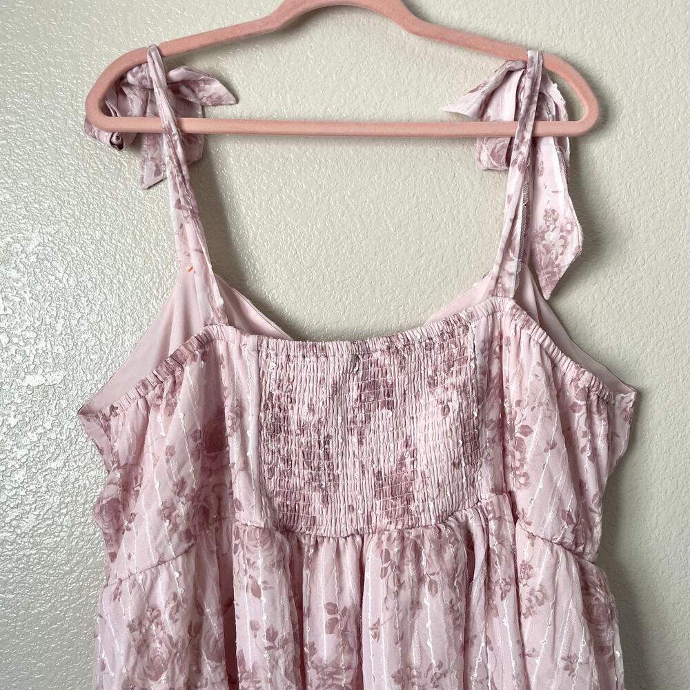 Torrid Dress Womens 3X Pink Tiered Floral Midi Whimsical Fairy Coquette Garden - Picture 7 of 11